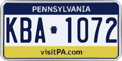 PA license plate KBA1072