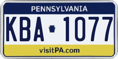 PA license plate KBA1077