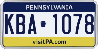 PA license plate KBA1078