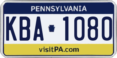 PA license plate KBA1080