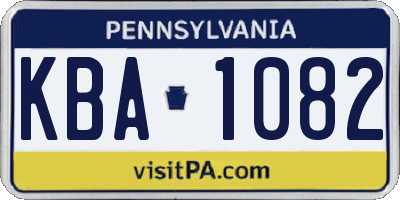 PA license plate KBA1082