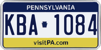 PA license plate KBA1084
