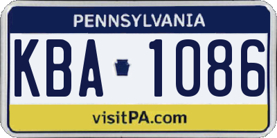 PA license plate KBA1086