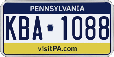 PA license plate KBA1088