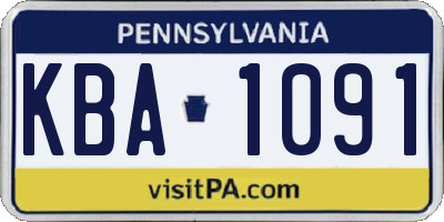 PA license plate KBA1091