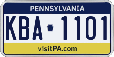 PA license plate KBA1101