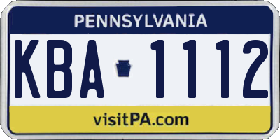 PA license plate KBA1112