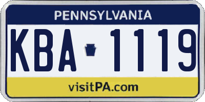 PA license plate KBA1119