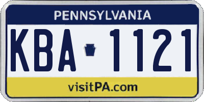 PA license plate KBA1121