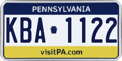 PA license plate KBA1122