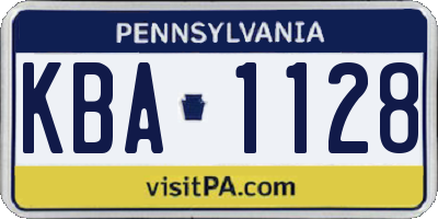 PA license plate KBA1128