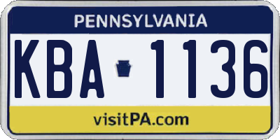 PA license plate KBA1136