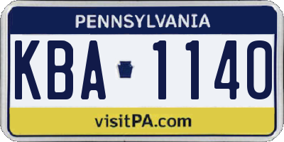 PA license plate KBA1140