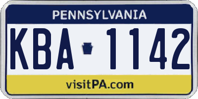 PA license plate KBA1142