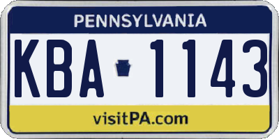 PA license plate KBA1143
