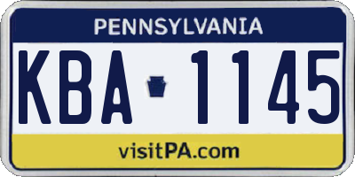 PA license plate KBA1145