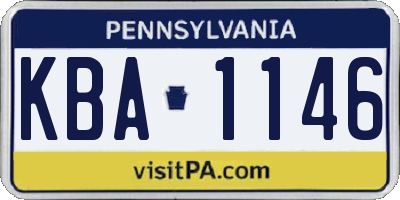 PA license plate KBA1146