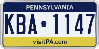 PA license plate KBA1147