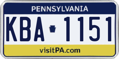 PA license plate KBA1151