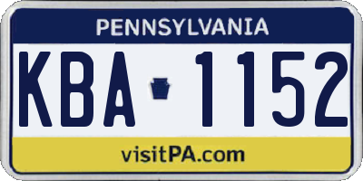 PA license plate KBA1152