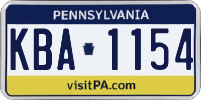 PA license plate KBA1154