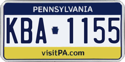 PA license plate KBA1155