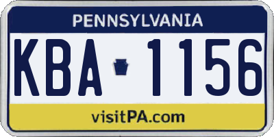PA license plate KBA1156