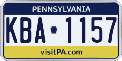 PA license plate KBA1157