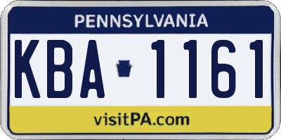 PA license plate KBA1161