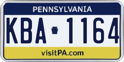 PA license plate KBA1164