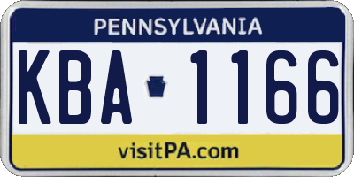 PA license plate KBA1166
