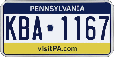 PA license plate KBA1167