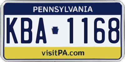 PA license plate KBA1168