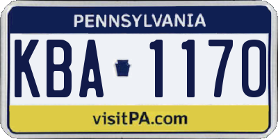PA license plate KBA1170