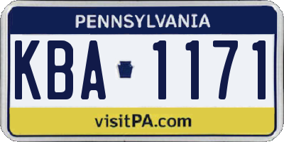 PA license plate KBA1171