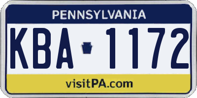 PA license plate KBA1172