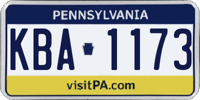 PA license plate KBA1173