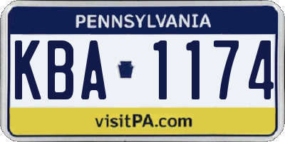 PA license plate KBA1174
