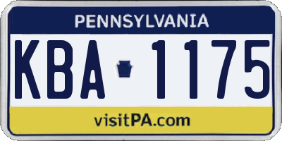 PA license plate KBA1175