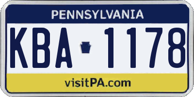 PA license plate KBA1178
