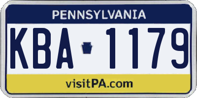 PA license plate KBA1179