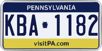 PA license plate KBA1182