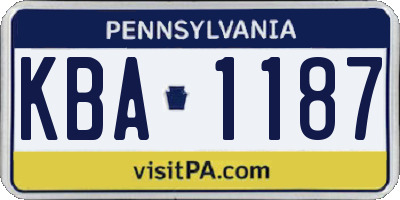 PA license plate KBA1187