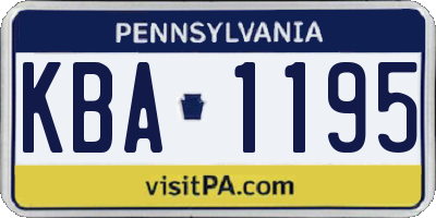 PA license plate KBA1195