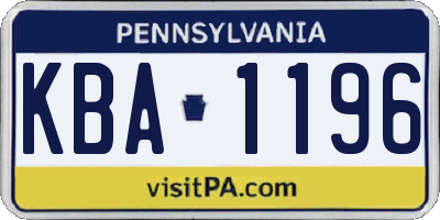 PA license plate KBA1196