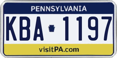 PA license plate KBA1197