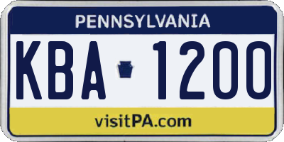 PA license plate KBA1200