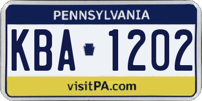 PA license plate KBA1202