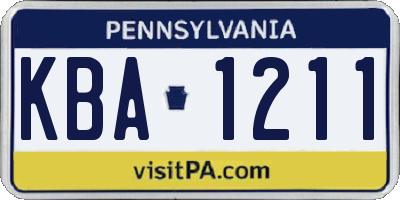 PA license plate KBA1211