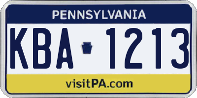 PA license plate KBA1213